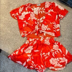 Show Me Your MuMu Red Floral Crop Top